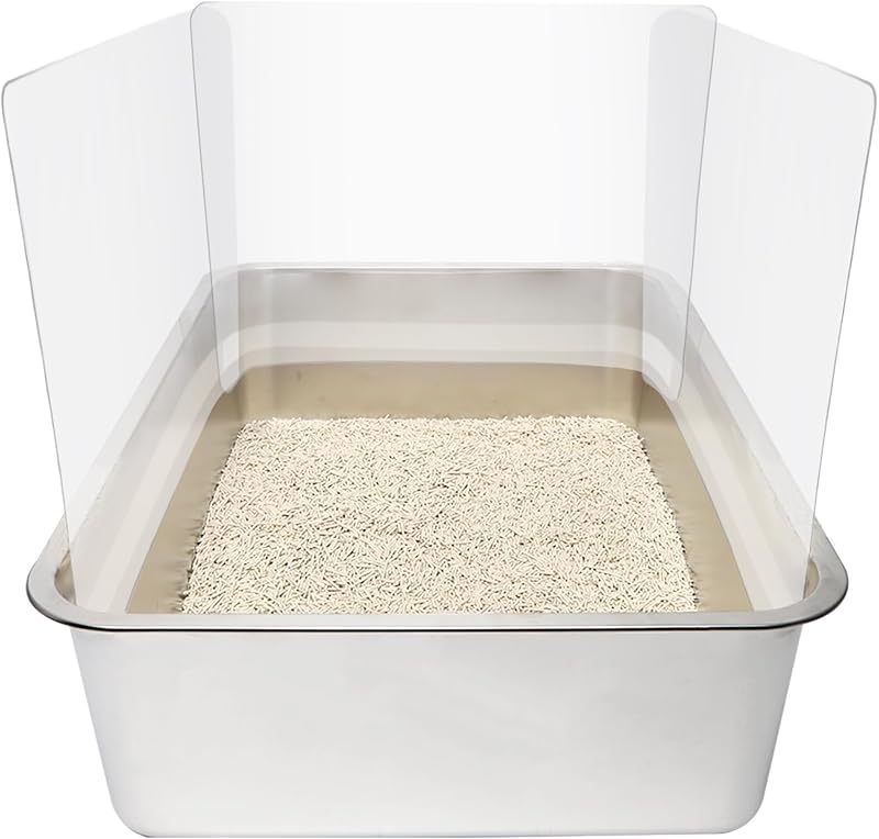 YOILES 3PCS Cat Litter Box Pee Shields,Transparent Easy Clean Splash Guard | 14.5×11.5in for Open Top Litter Pan - Litter Box Not Included (3, Clear)