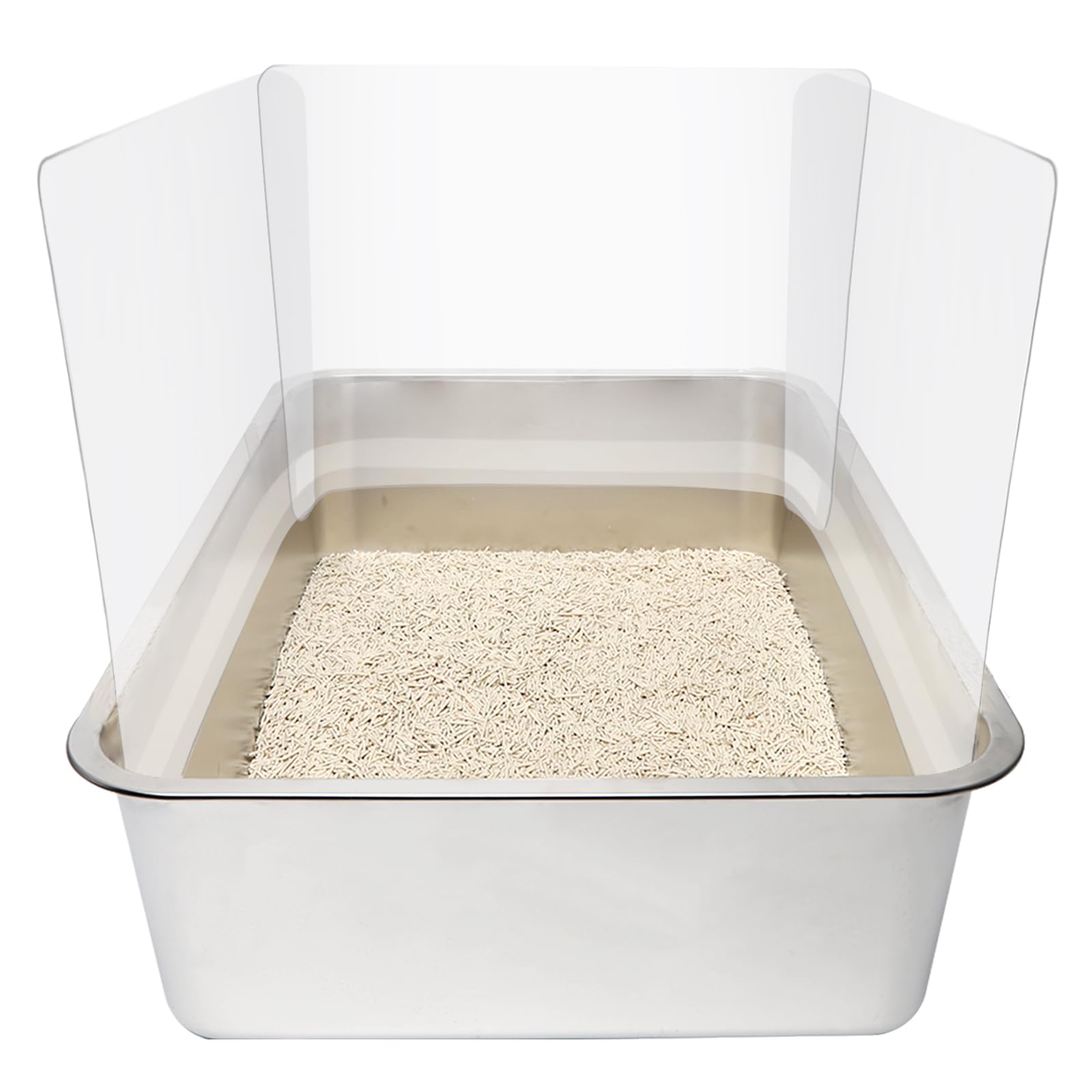 YOILES 3PCS Cat Litter Box Pee Shields,Transparent Easy Clean Splash Guard for Open Top Litter Pan 14.5×11.5in- Litter Box Not Included (3, Clear)