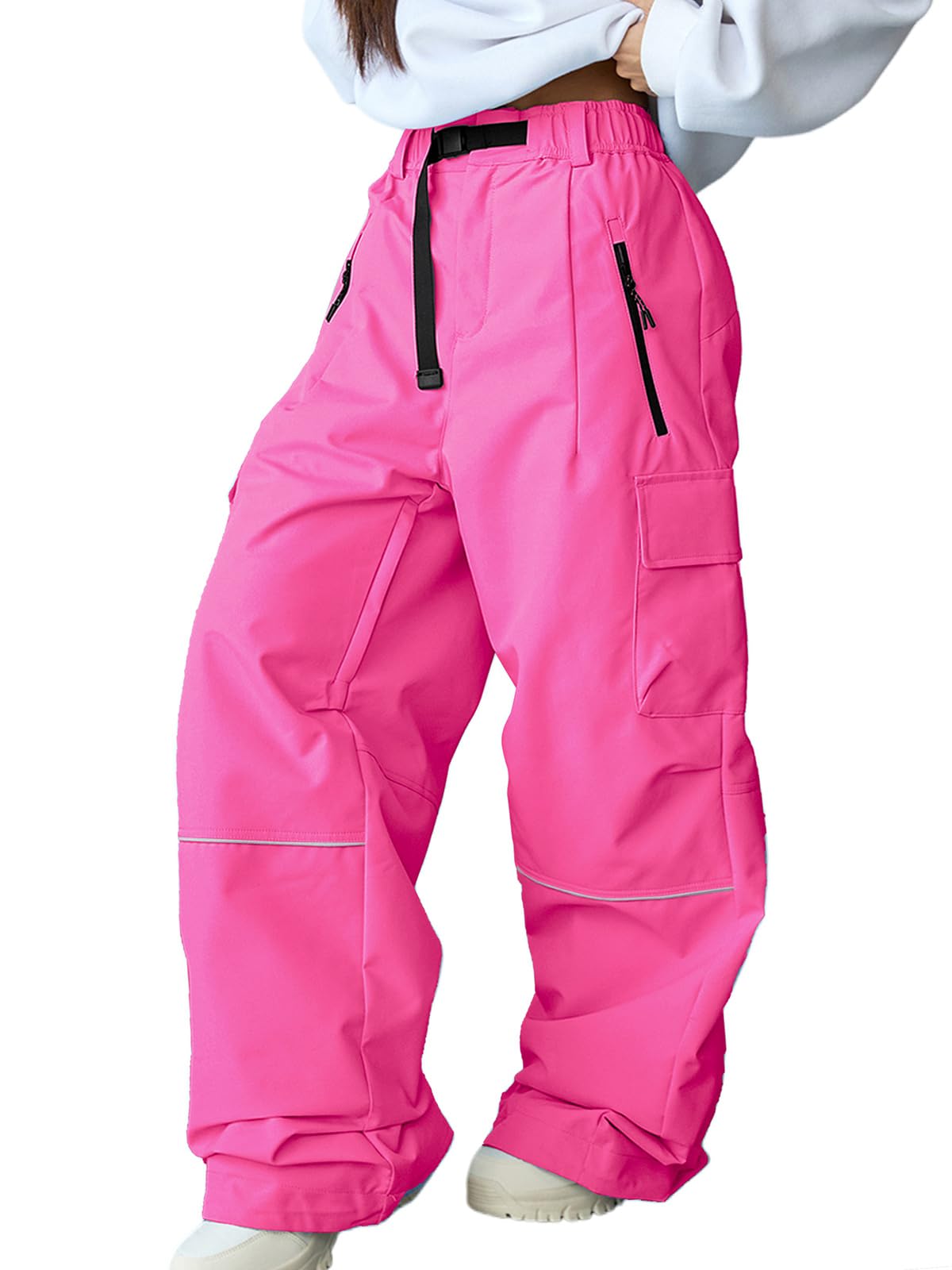 HOTIAN Pantaloni da sci da donna, impermeabili, antivento, foderati, in softshell, rimovibili, da snowboard, da sci, per attività all'aria aperta