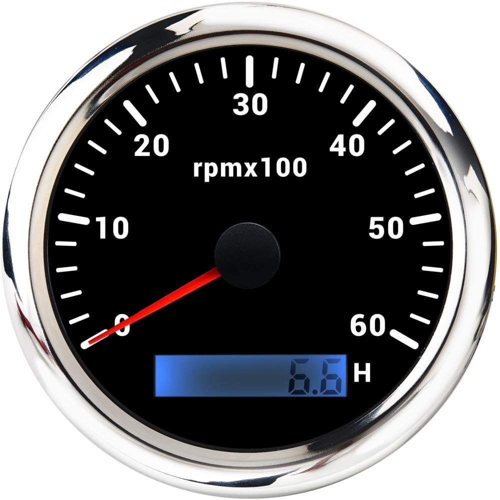 Compte-tours 85 mm 0-6000 tr/min étanche avec compteur d'heures de fonctionnement rétroéclairage 7 couleurs pour voiture, bateau, camion, moteur diesel et essence