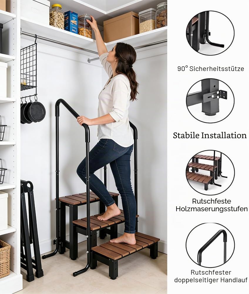 Whirlpool-Treppe mit Einer Tragkraft von 250 kg, 3 Stufen, Wohnmobil-Treppe, Wohnmobil-Stufen, Schwimmbadleiter, Aufstellpool-Treppe, Pool-Treppe, Outdoor-Spa-Badewannen-Stufenleiter