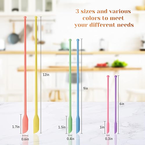 Miniatura 2 de Boao 6 mini espátulas, pequeña espátula de maquillaje multicolor para cosméticos y frascos de cocina, botella de alimentos, 3 tamaños (colores