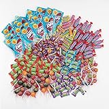 PARTY MIX: Die Süßigkeiten-Box besteht aus einer Variation von Chupa Chups Lutschern, fruchtigen Mini Kau-Dragee Rollen von Mentos und sauren Kult-Kaugummis von Center Shock