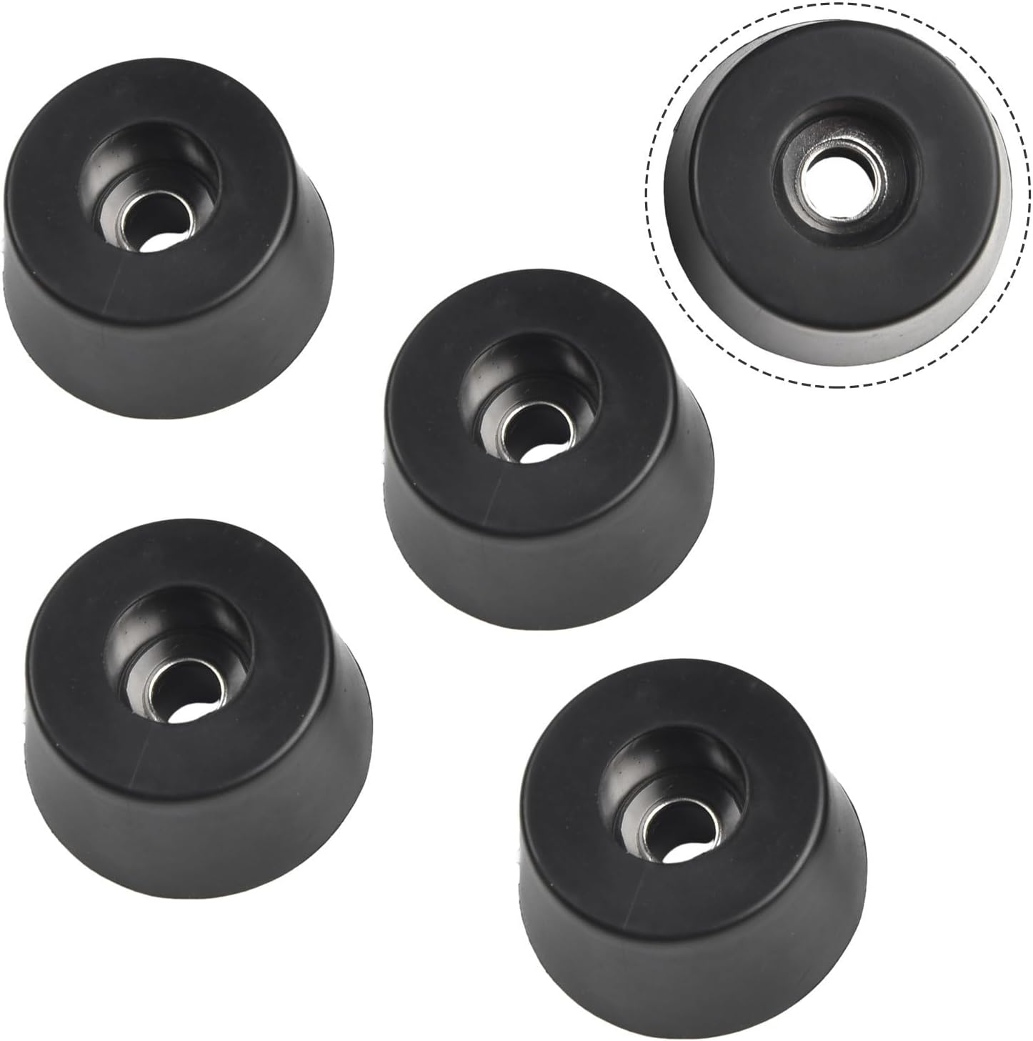 Black Rubber Equipment Feet, 19mm Tall Conical Isolation Pads with 33mm Diameter, Skid-Resistant Non-Slip Foot Pads for Speaker Cabinets, Flight Cases, and