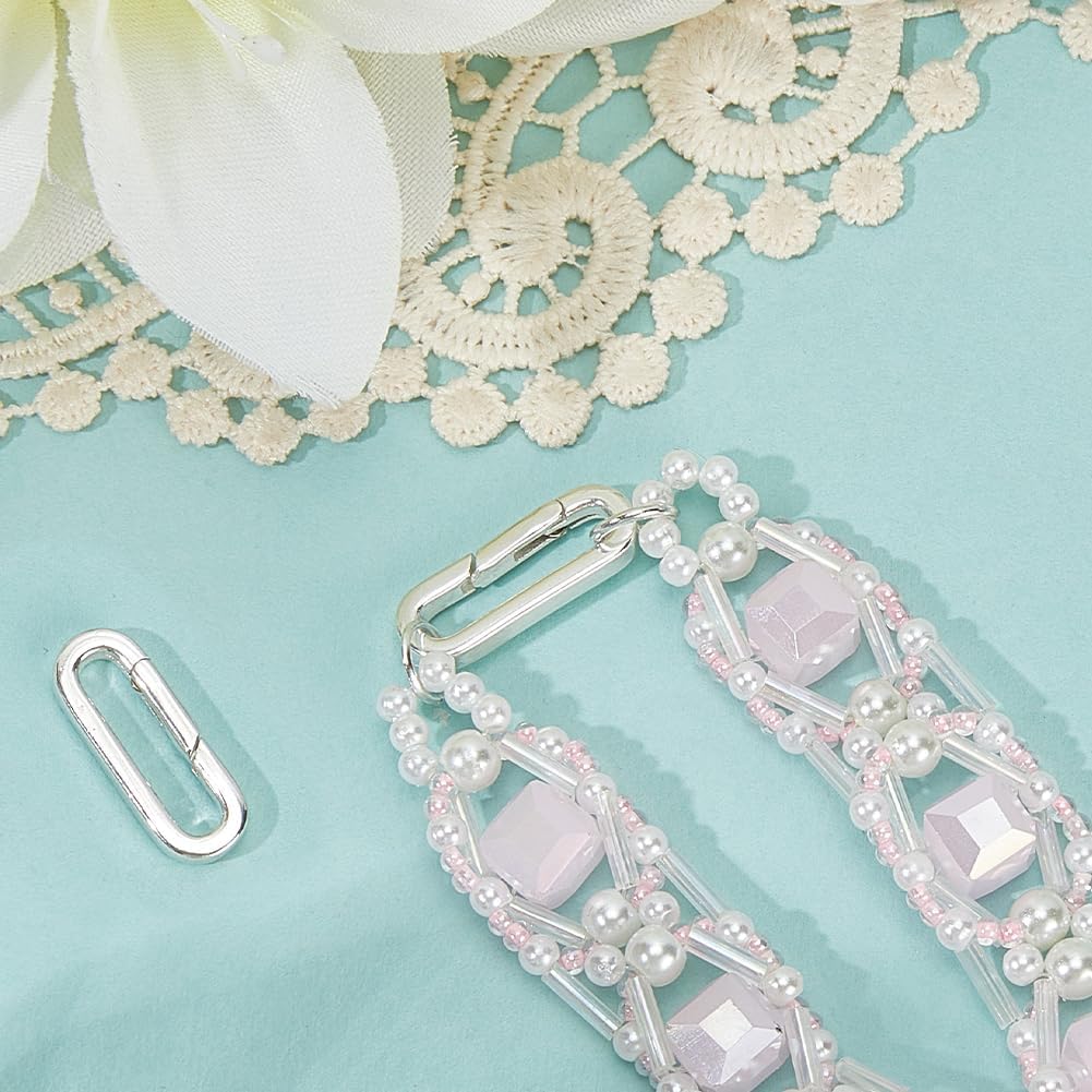 SUNNYCLUE 1 Box 2Pcs Metal Spring Clasps Spring Snap Clip Link Hooks Mini Sterling Silver Carabiner Clips Split Rings Keyring Buckle for Jewelry Making Bracelets Bag Purse Handbag Strap Leather Crafts - Image 4