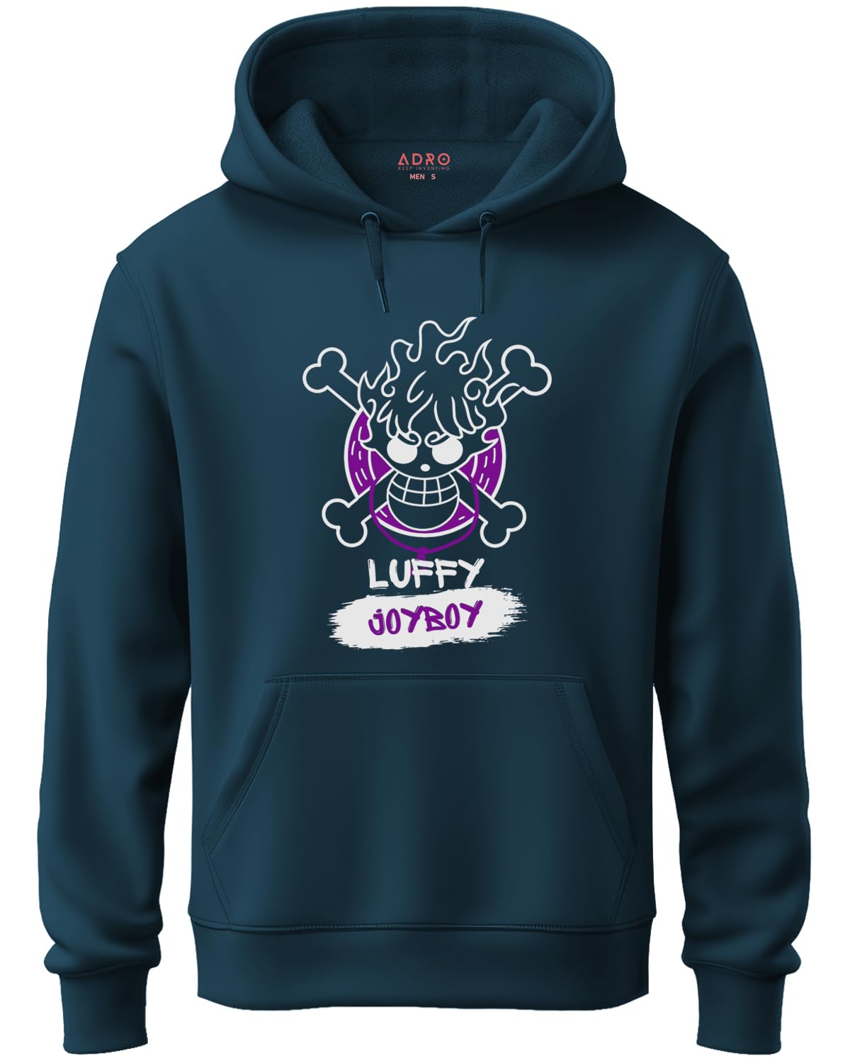 Mens Hoodies with Gear 5 Luffy Anime Printed, 100% Cotton 340GSM Warm & Soft Fabric.