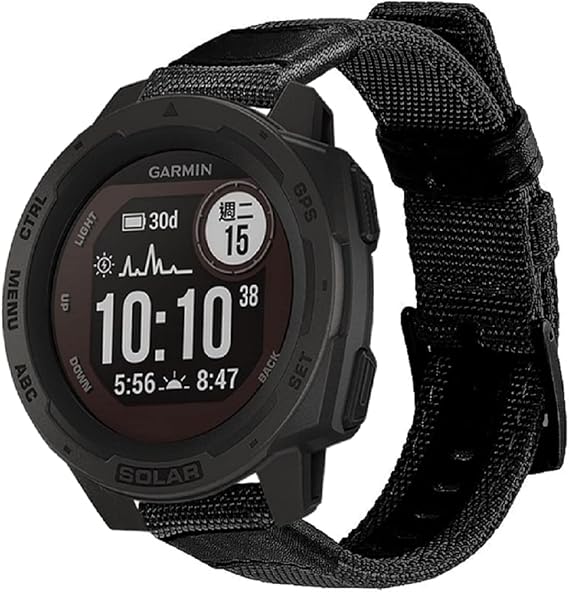 Garmin Instinct/Instinct 2 Solar, Garmin Instinct Taktik/Güneş/Gelgit/Esports için 22mm Spor Askeri Bileklik ile Uyumlu Deri Bantlı Sağlam Naylon…