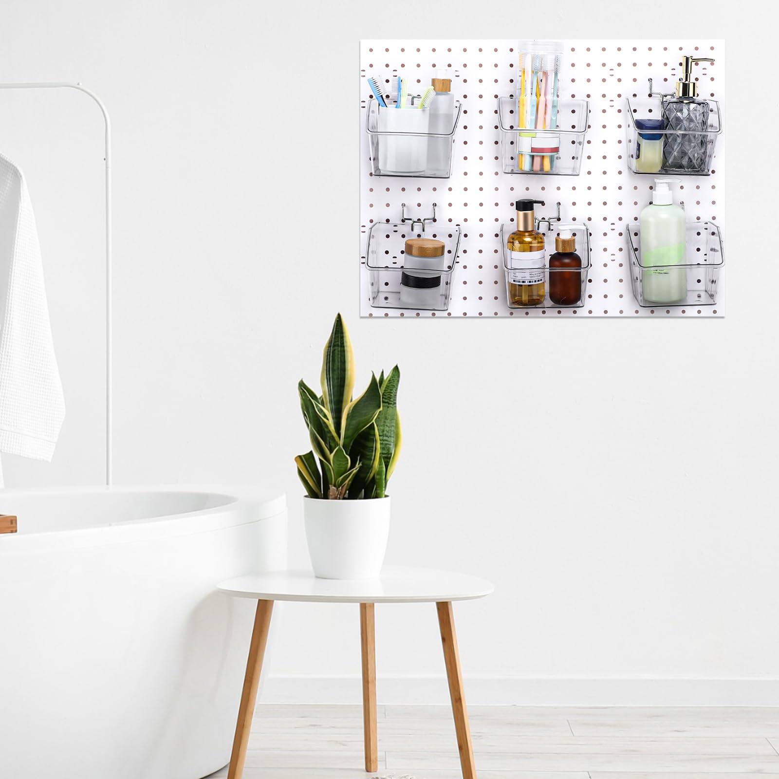 Suzile Stecktafel-Behälter mit Haken, Behälter, Stecktafelkörbe, Tassen, Organizer, Zubehör für Klassenzimmer, Büro, Garage, Werkstatt, Bastelaufbewahrung, transparent, 6 Stück