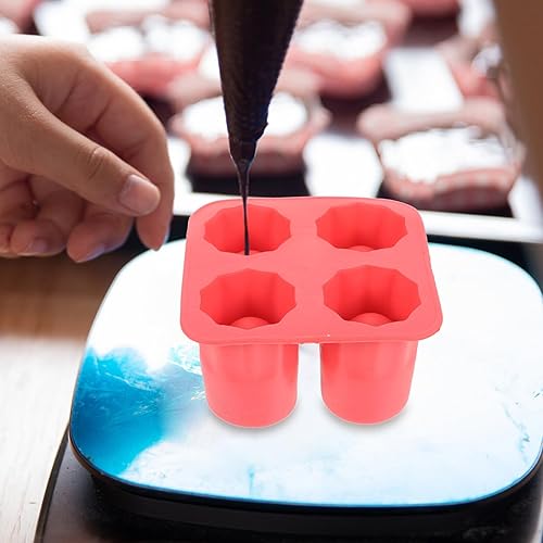 Miniatura 6 de Bandeja de silicona para cubitos de hielo, molde de vidrio para congelador con 4 cavidades, reutilizable, para whisky, cubitos de hielo, cubo de