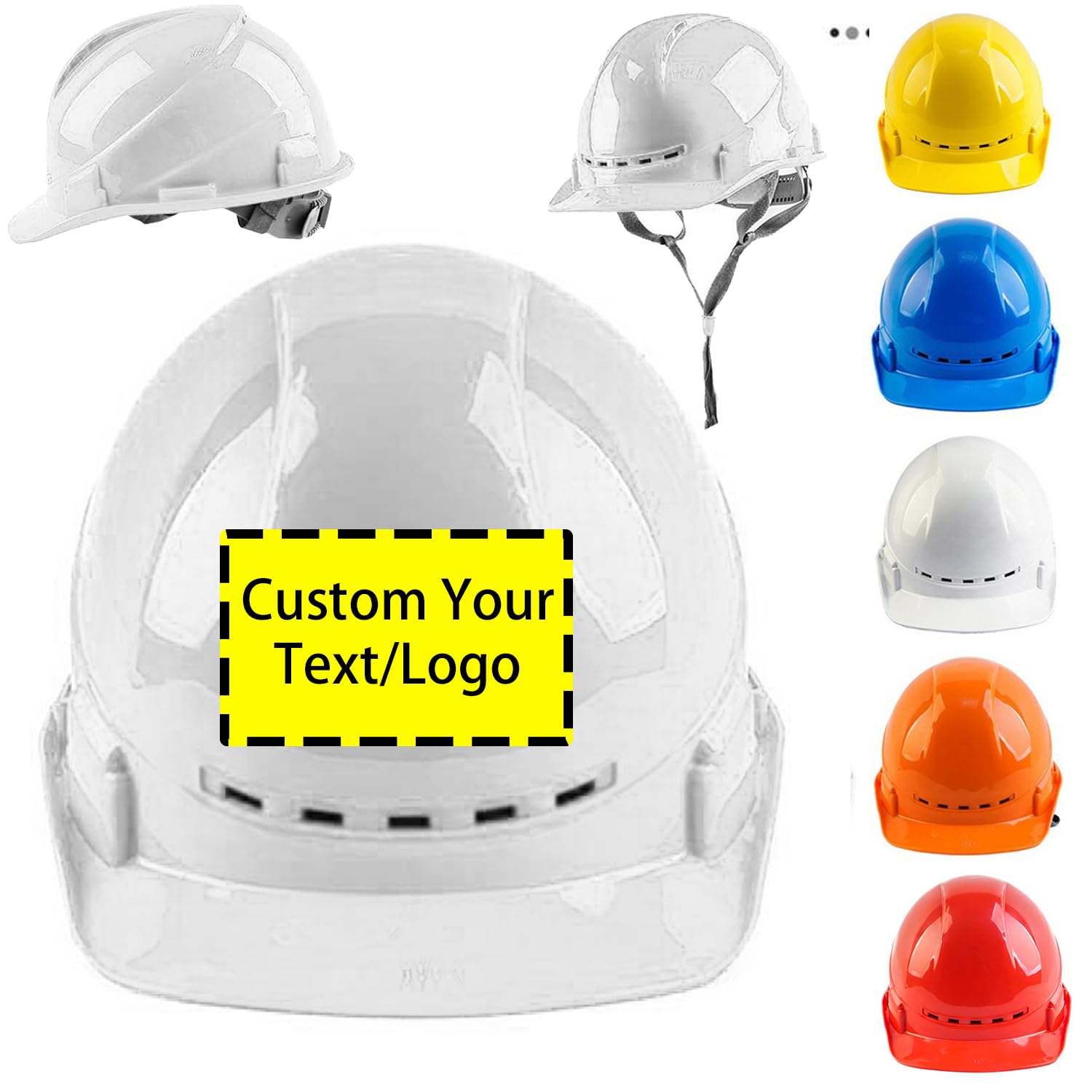 Custom Hard Hat for Men OSHA Approved Premium ABS Construction Work Safety Helmet with Logo 4 Pt.Ratchet Suspension Hard hat with Vents for Work,Home