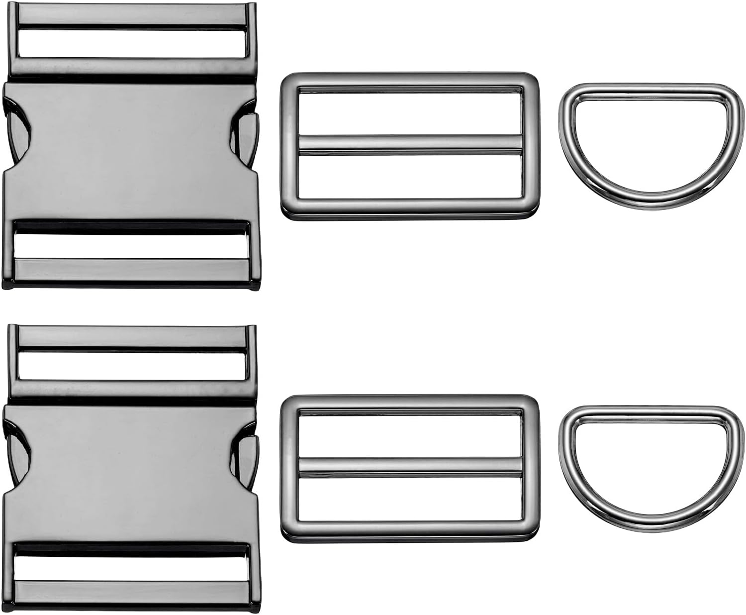 HARFINGTON Metal Side Release Buckles Adjustable Quick Release Buckle with Tri-Glide Sliders D Rings for Strap Backpack