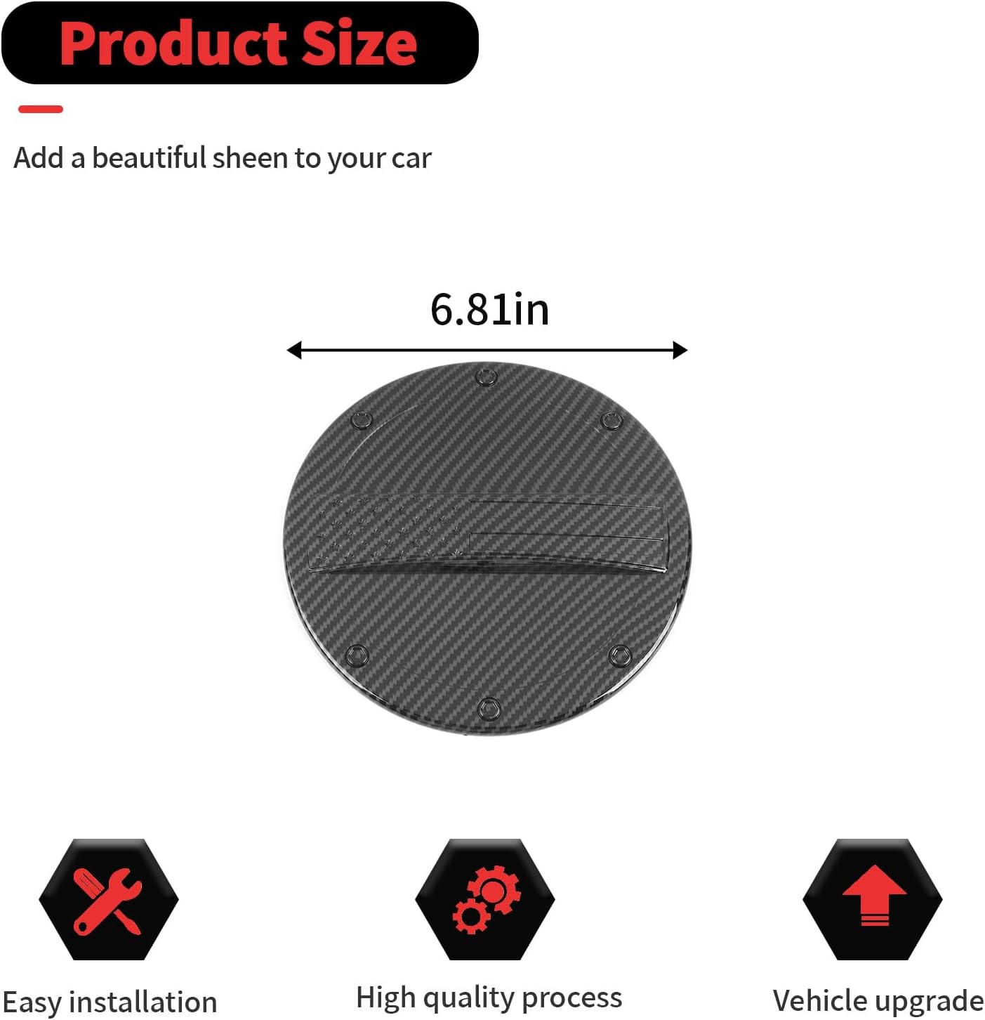 RT-TCZ Fuel Filler Gas Tank Door Cap Cover Trim Decoration Exterior Accessories for Chevy Camaro 2012-2015 (Black Carbon Fiber)