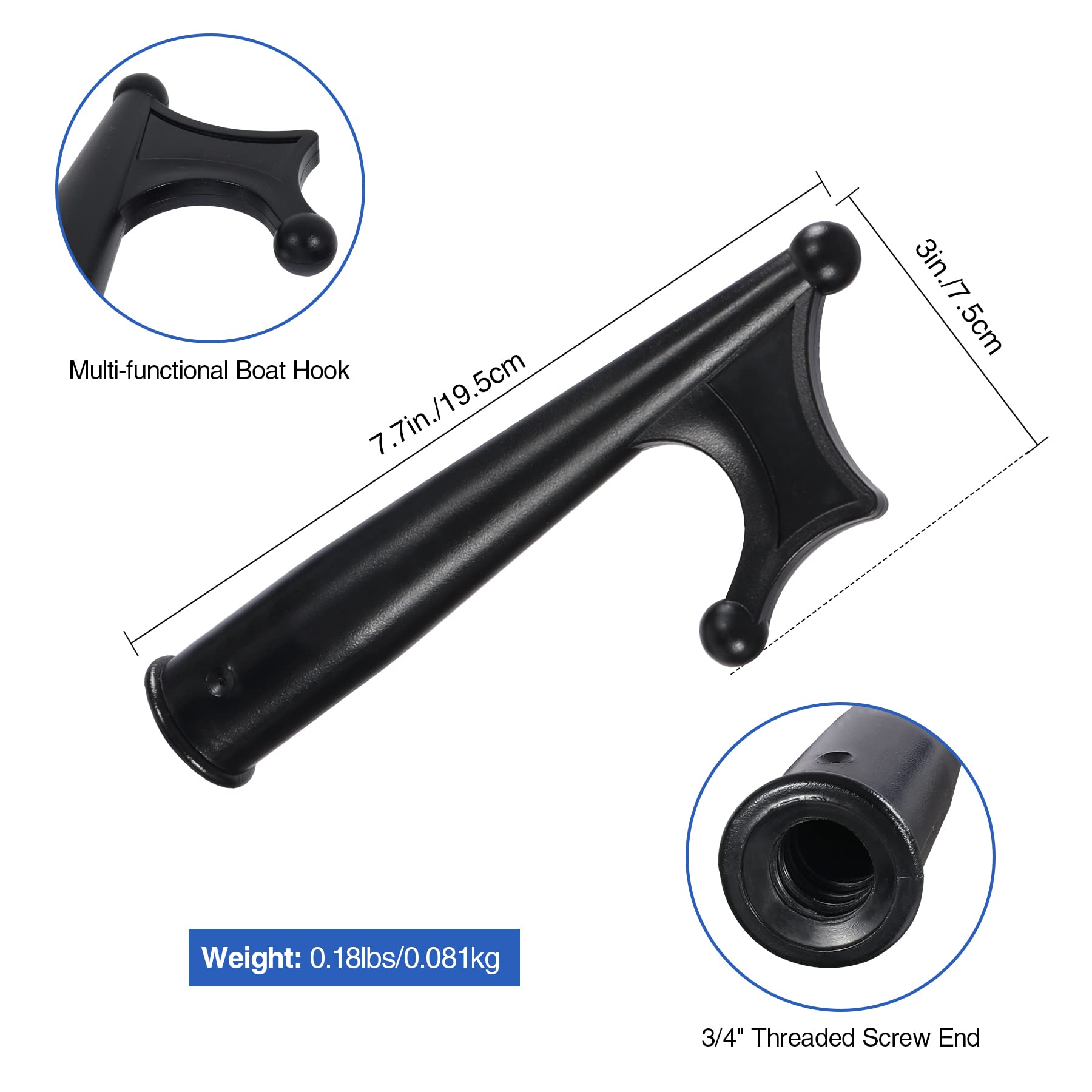 REDCAMP Gancio telescopico per docking, in alluminio, allungabile, multiuso, leggero, galleggiante, accessorio per barca, colore: nero