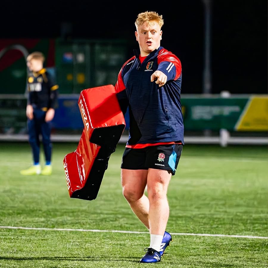 FORZA Rugby Tackle Shield with Double Wedge – Rugby Training Pad with Padded Handles, High Density Foam Core & 615gsm Cover – Junior or Senior – Yellow, Red, Blue or Black