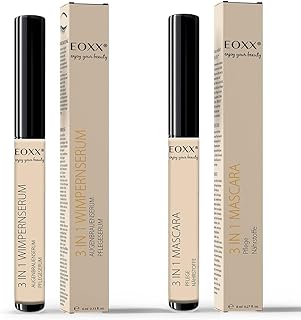 EOXX Wimpernserum & EOXX Mascara Set – Natürliche Wimpernpflege für Volumen & Ausdruck Vegan, dermatologisch getestet, Sehr gut (Kosmetikanalyse) 4 ml Wimpern Serum + 8 ml Mascara
