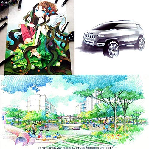 Jingyue Conjunto de 60 cores de canetas de ponta dupla, canetas marcadoras de mangá para desenho per