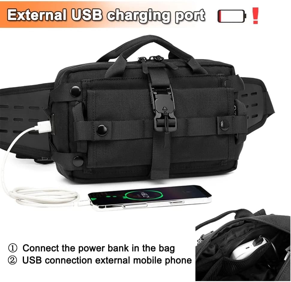 Tactical Men Waist Bag Outdoor Sports Chest Pack Waterproof Shoulder Belt Bag E.DC Crossbody Bags for Hunting Camping Hiking