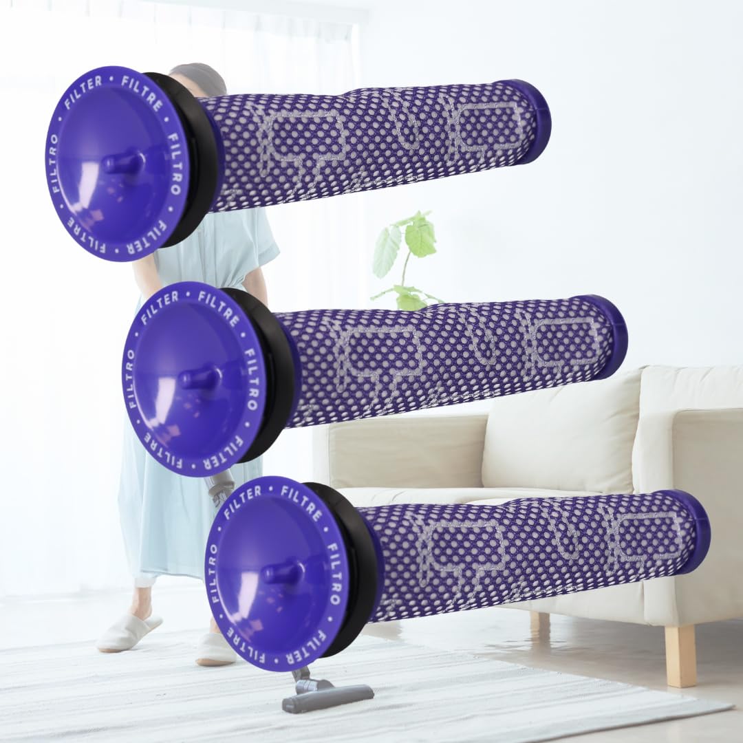 Finest-Filters Washable Pre-Motor Stick Filter Value Pack – Compatible with Dyson DC58, DC59, DC61, DC62 and V6, V7 and V8 Series (Part 965661-01) – Pack of 3