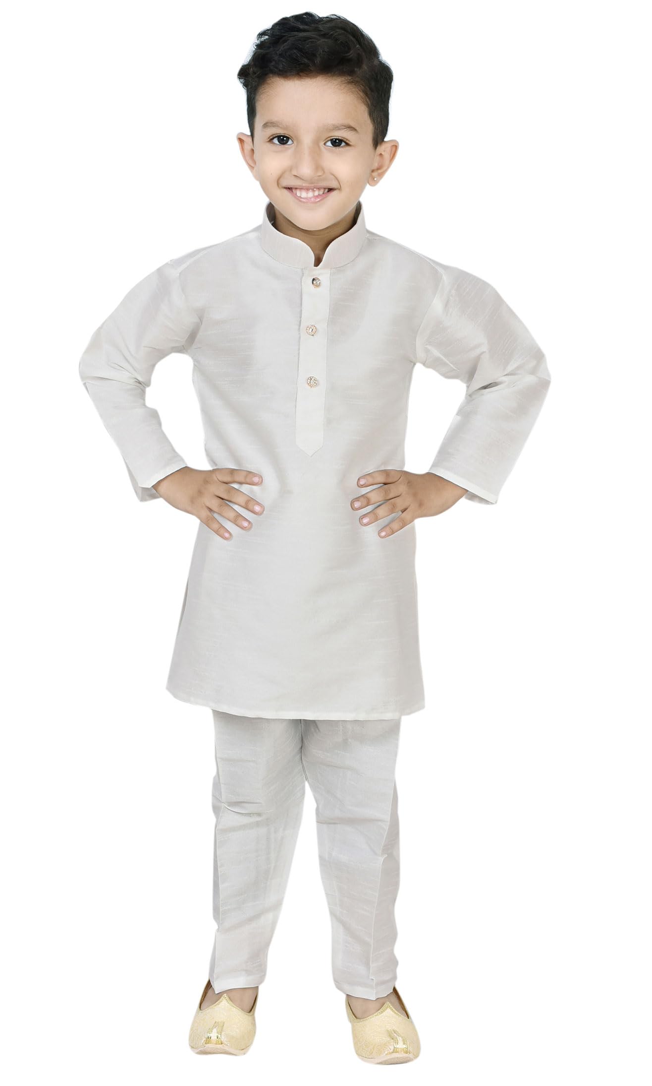 Desi Sarees Boys Ivory Trouser Style Kurta Pyjama Salwar Kameez Bollywood Costume 984 (Uk, Age, 4 Years, Regular, )