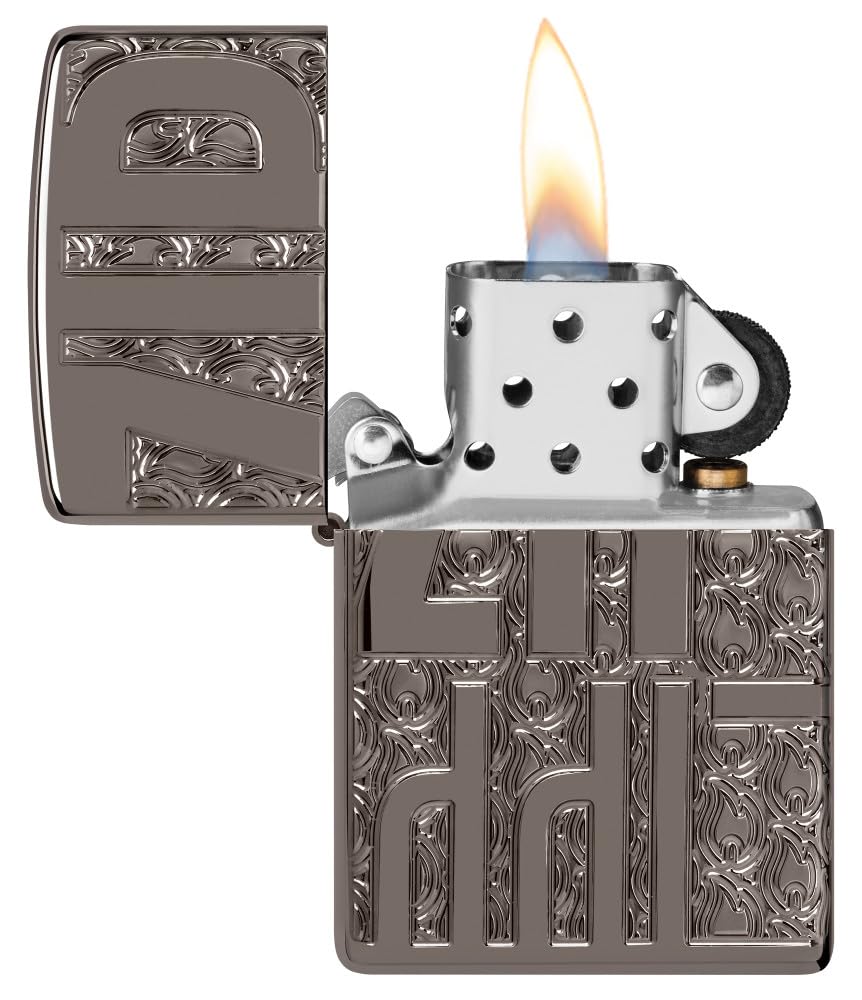Zippo Reverse Carve Design Armor Black Ice Pocket Lighter