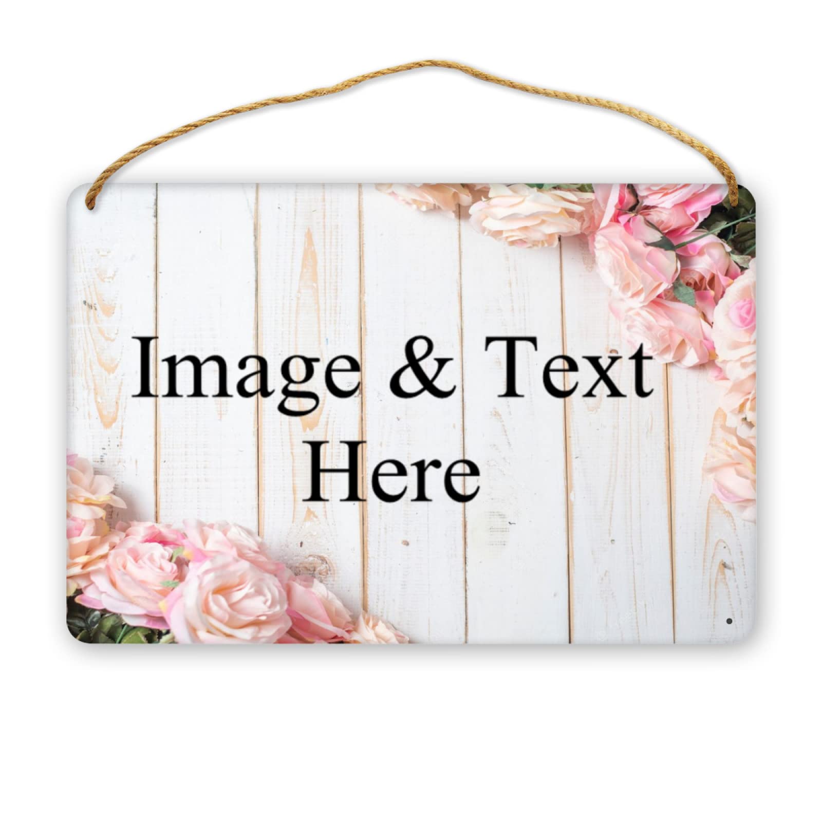 DJNGN Personalised Your Image Text Here Sign - Custom Name Wooden Door Plaque Personalised Welcome Sign
