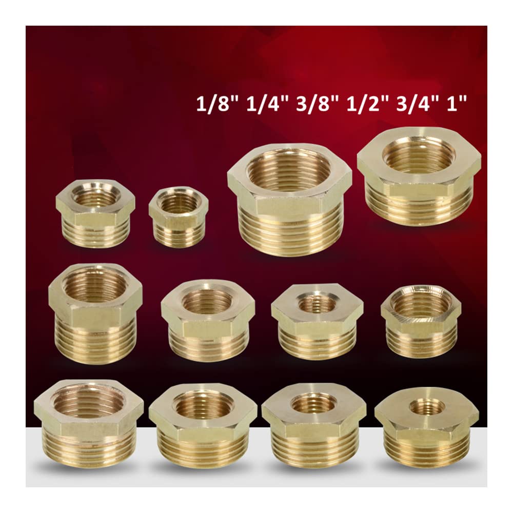 Raccord Réducteur Hexagonal En Laiton F3/8 Vers M1/4 BSP - Adaptateur Fileté Femelle Vers Mâle - Pour Eau, Gaz, Air - Haute Résistance, étanchéité Renforcée - 7