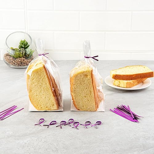 Vista 4 de Restaurantware Bag Tek - Lazos giratorios de 4 pulgadas para bolsas de golosinas, 500 lazos duraderos para bolsas de café, alambre de metal flexible