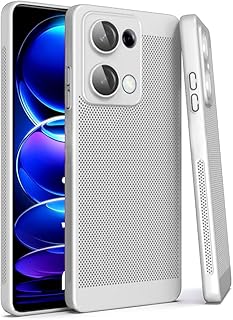 جراب حماية خلفي متين لتبديد الحرارة لشاومي ريدمي نوت 13 شبكة الجيل الرابع 4G (لا يناسب 5G) مع واقي عدسة كاميرا من دلع موبايلك، صلب رفيع من البولي كربونات مزود بمسامات للتهوية ومضاد للبصمات، أبيض