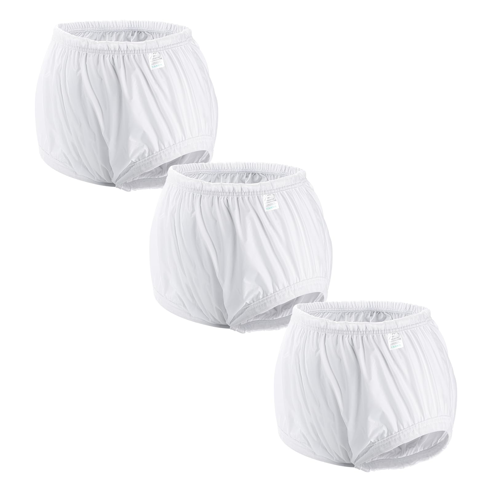 Carer Pack of 3 Nappy Covers for Adults Underwear Anti-Leak for Incontinence Silent Waterproof Washable Reusable Unisex White Size M - 1