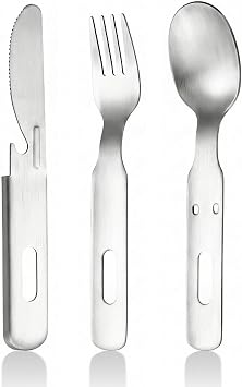 Portable Cutlery Set, Reusable Stainless Steel Camping Flatware