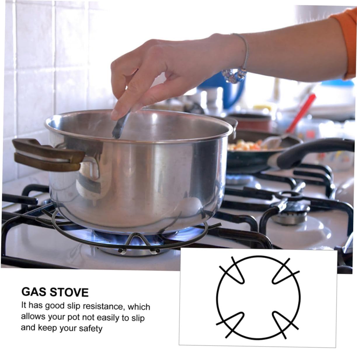 PRETYZOOM 4pcs Non-slip Wok Ring Gas Stove Bracket Sturdy Iron Pot Rack for Wok Stand Countertop