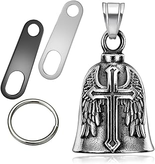 Guardian Angel Motorcycle Bell Good Luck Keychain & Drive Safe Pendant Accessories for Men Women Riding Safety