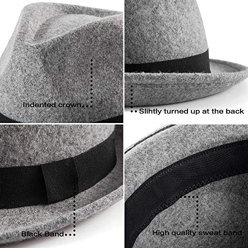 Image of LADYBRO Straw Trilby Fedora Hat for Men Women 1920s Wool Felt Panama 7 1 /4