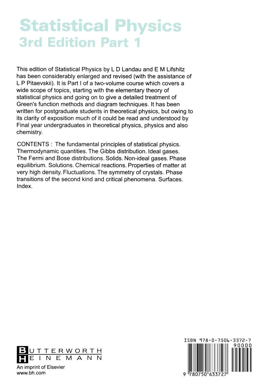 Statistical Physics, Third Edition, Part 1: Volume 5 (Course of Theoretical Physics, Volume 5)