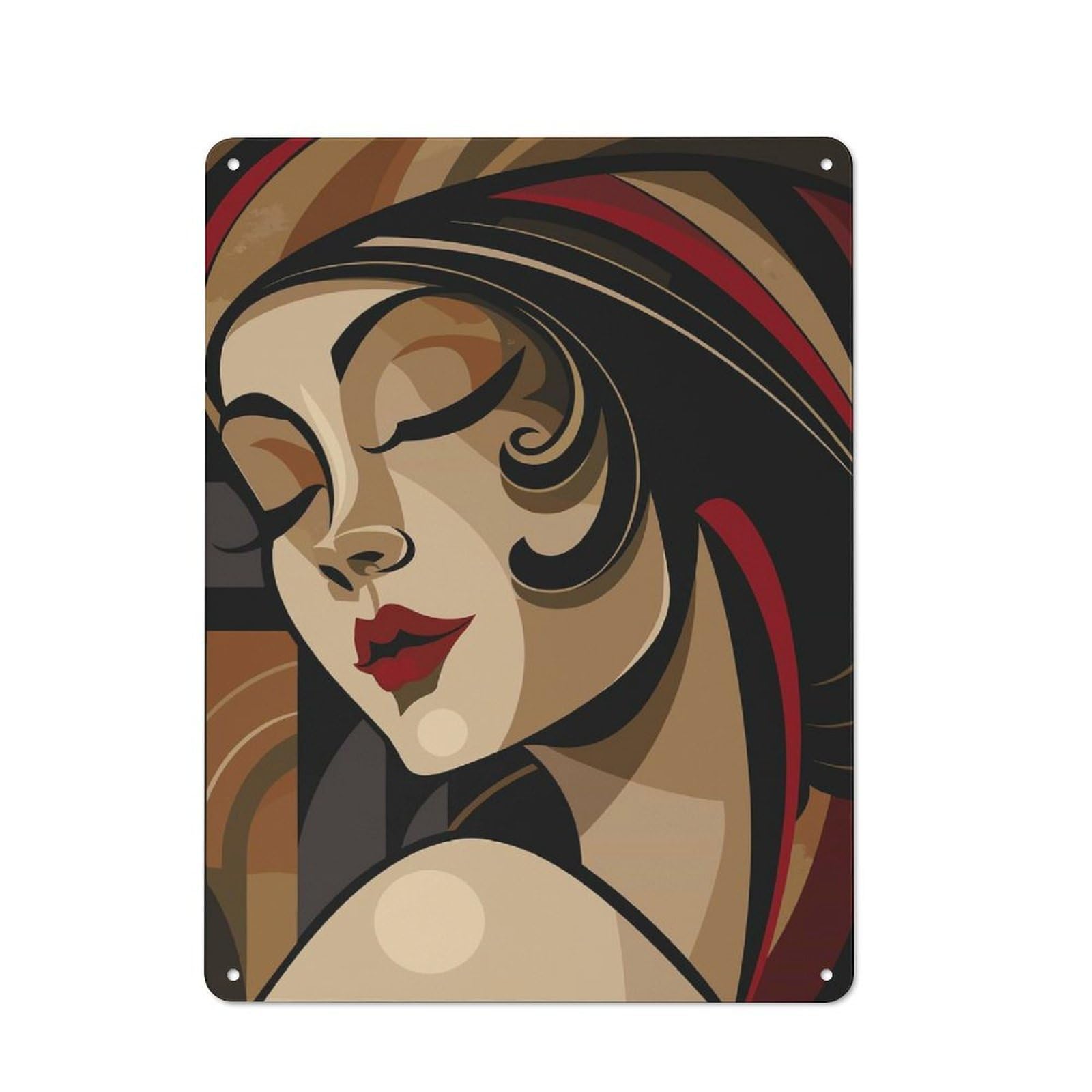 Junmoney Art Deco Woman Painting Rustic Vintage Metal Sign 40X30cm Featuring Home Bar Decor For Cafe, Pub, Workshop Or Home Bar