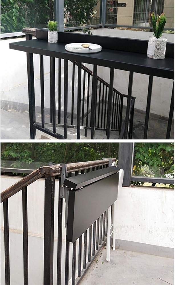 Składany wiszący stół balkonowy regulowany zewnętrzny poręcz stolik pomocniczy na taras patio ogród komputer jadalnia bar (rozmiar: 120 * 40 cm)