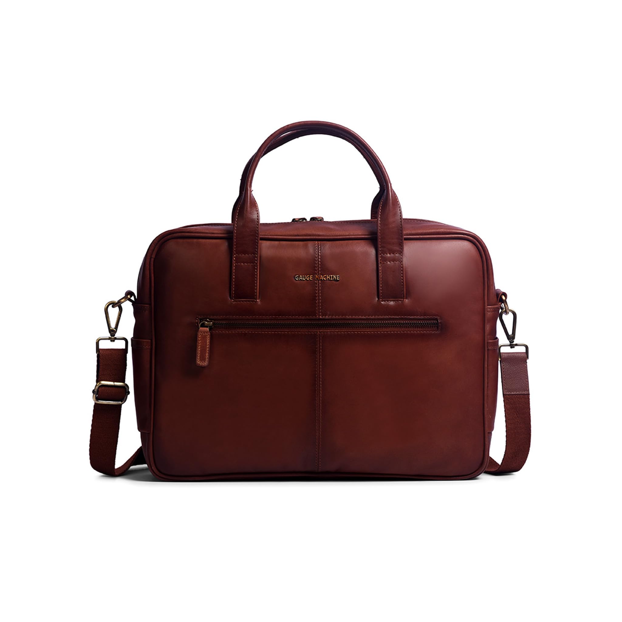 gauge machine Genuine Leather Messenger Briefcase Bag for Office|Fits upto 16inch Laptop|Separate Padded Laptop Compartment|Adjustable & Detachable Strap|Water Resistant|Unisex|30.5cm(H)x40.5cm(W)|26L-picture-31