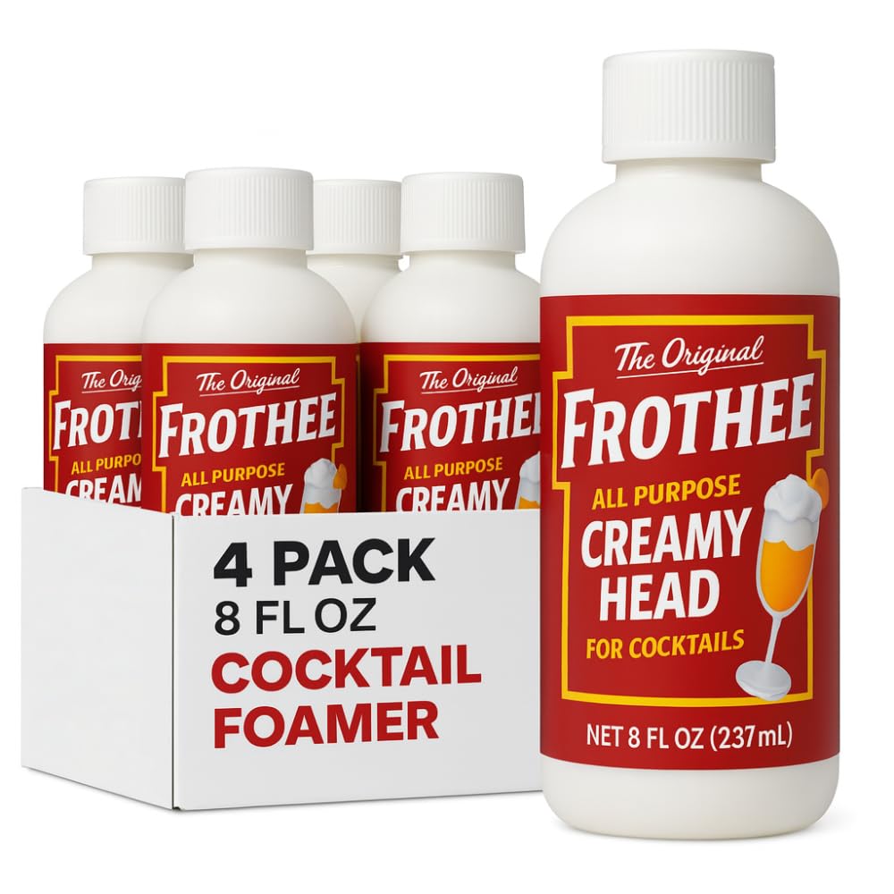 FROTHEE Lot de 4 mousseurs à cocktail tout usage 236,8 g – Substitut d'œuf, mousse végétalienne, sans gluten et sans alcool – Pour cocktails, cocktails et boissons secouées