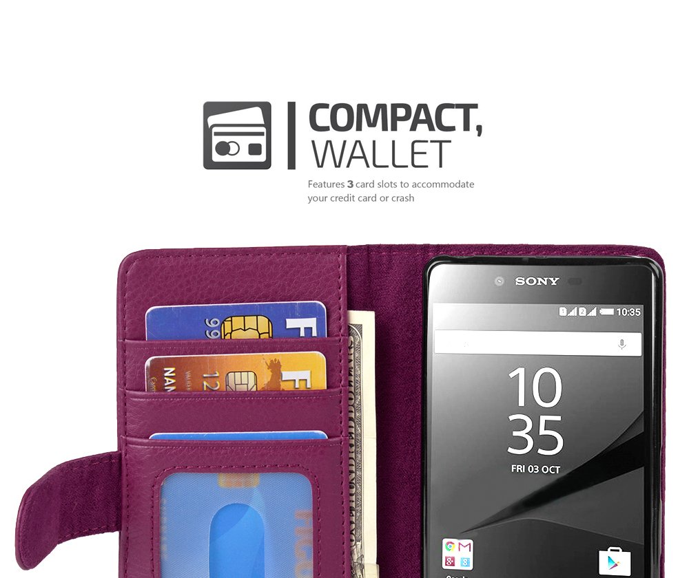 Cadorabo Flip-Hülle Für Sony Xperia Z5 – Kunstleder Mit Standfunktion & Kartenfach, Schwarz
