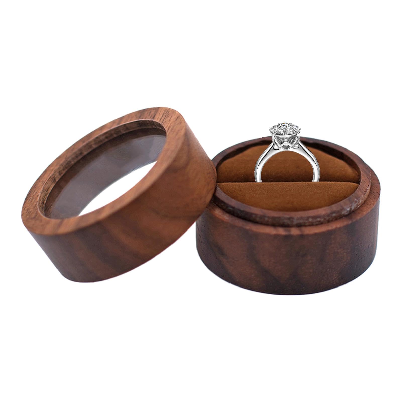 Boîte à bagues en bois pour mariage en bois noble travaillé à la main pour écrin rétro chic