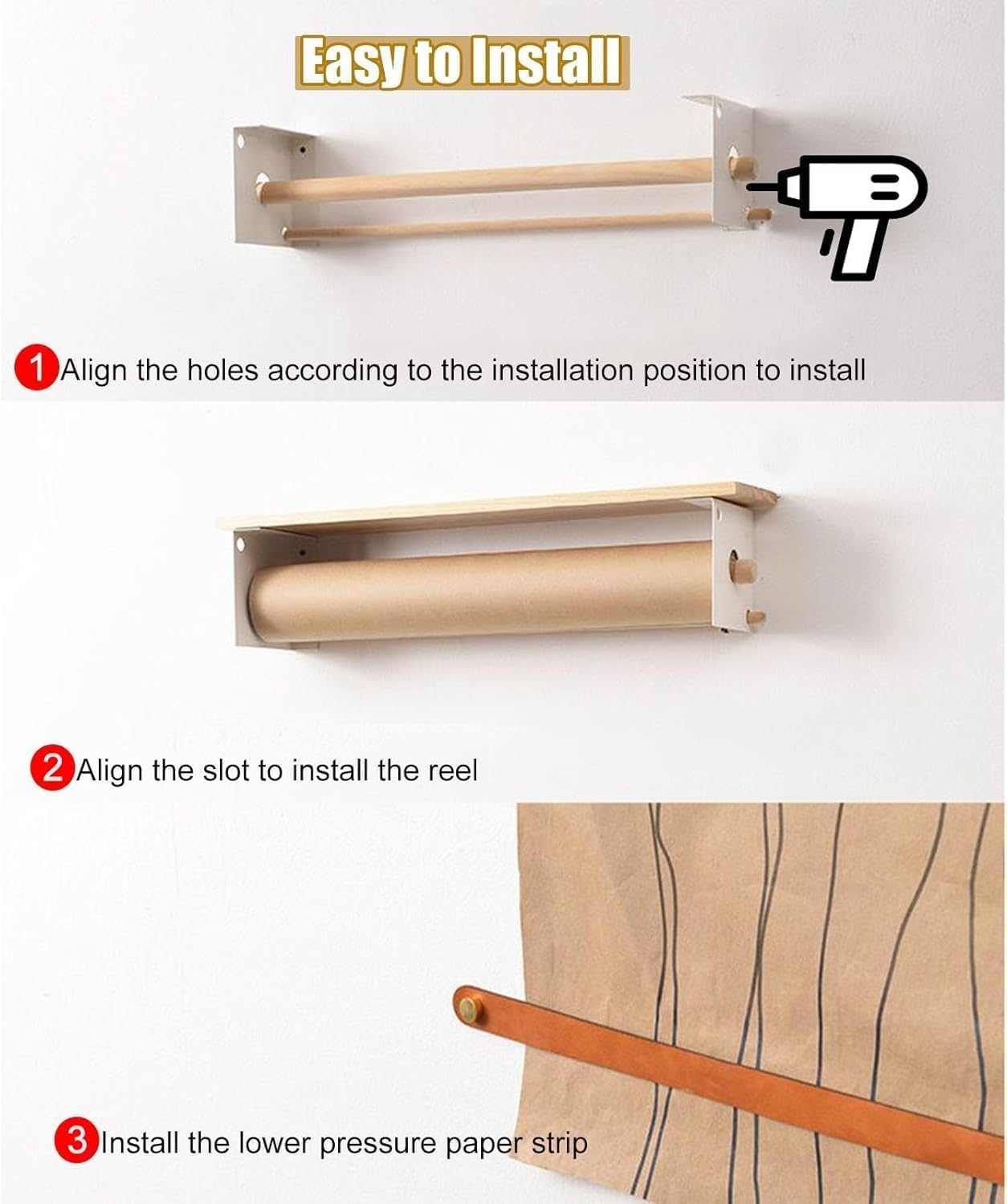 Distributeur De Rouleaux De Papier Kraft De 45 Cm À 66 Cm De Large avec Support Chevalet Et Étagère Supérieure. Largeur du Papier : 45 Cm.