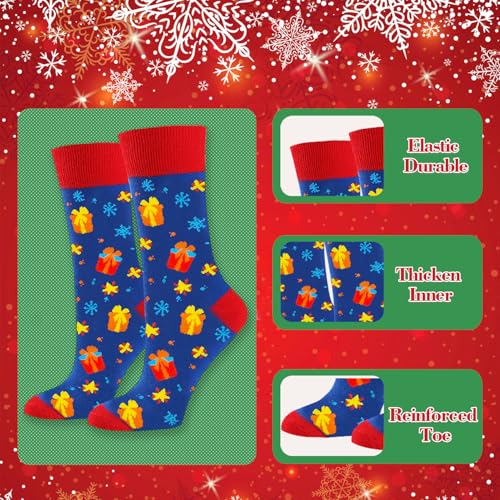EpoBob Meias de Natal masculinas, pacote com 6 meias de Natal masculinas, meias masculinas de invern