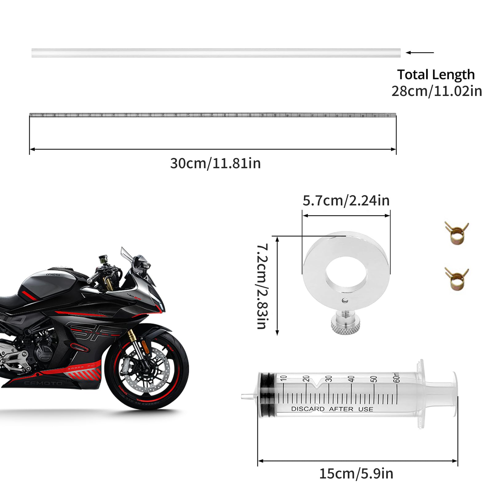 Zestaw Narzędzi do Oleju Widełkowego, Narzędzie do Poziomu Oleju, Strzykawka Widełkowa Zestaw 60 ML, Uniwersalny Regulator Poziomu dla Motocykla