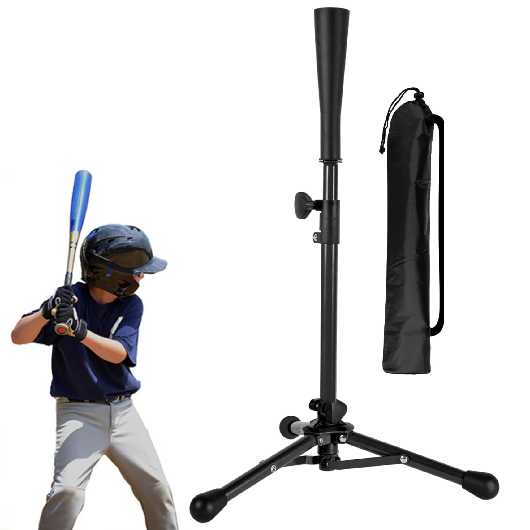 Maglietta da baseball per bambini, treppiede portatile e stabile regolabile da 21 a 30 pollici, per allenamento e battuta, con borsa per il trasporto. Magliette da baseball per bambini. Maglietta
