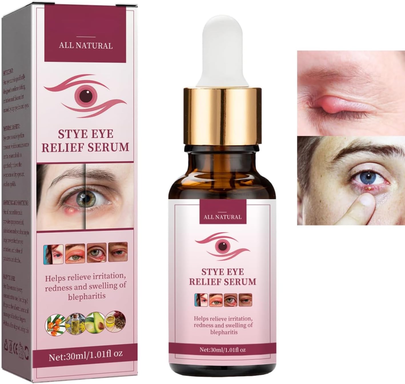 Stye EyeTreatment,MyceliaBlepharitis,RelievePuffinessSerum,Eye Drops for Infected Eyes for StyesChalazion&Blepharitis,Daily Cleanser For Dry Eye Relief 30ml