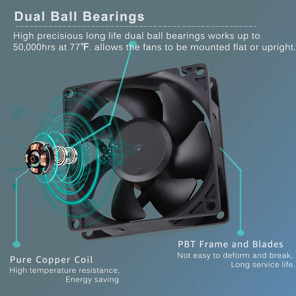 Ventilador de refrigeración EC 3.150 in x 3.150 in x 0.984 in AC 110V 115V 120V 220V 240V Rodamiento de bolas dual 5
