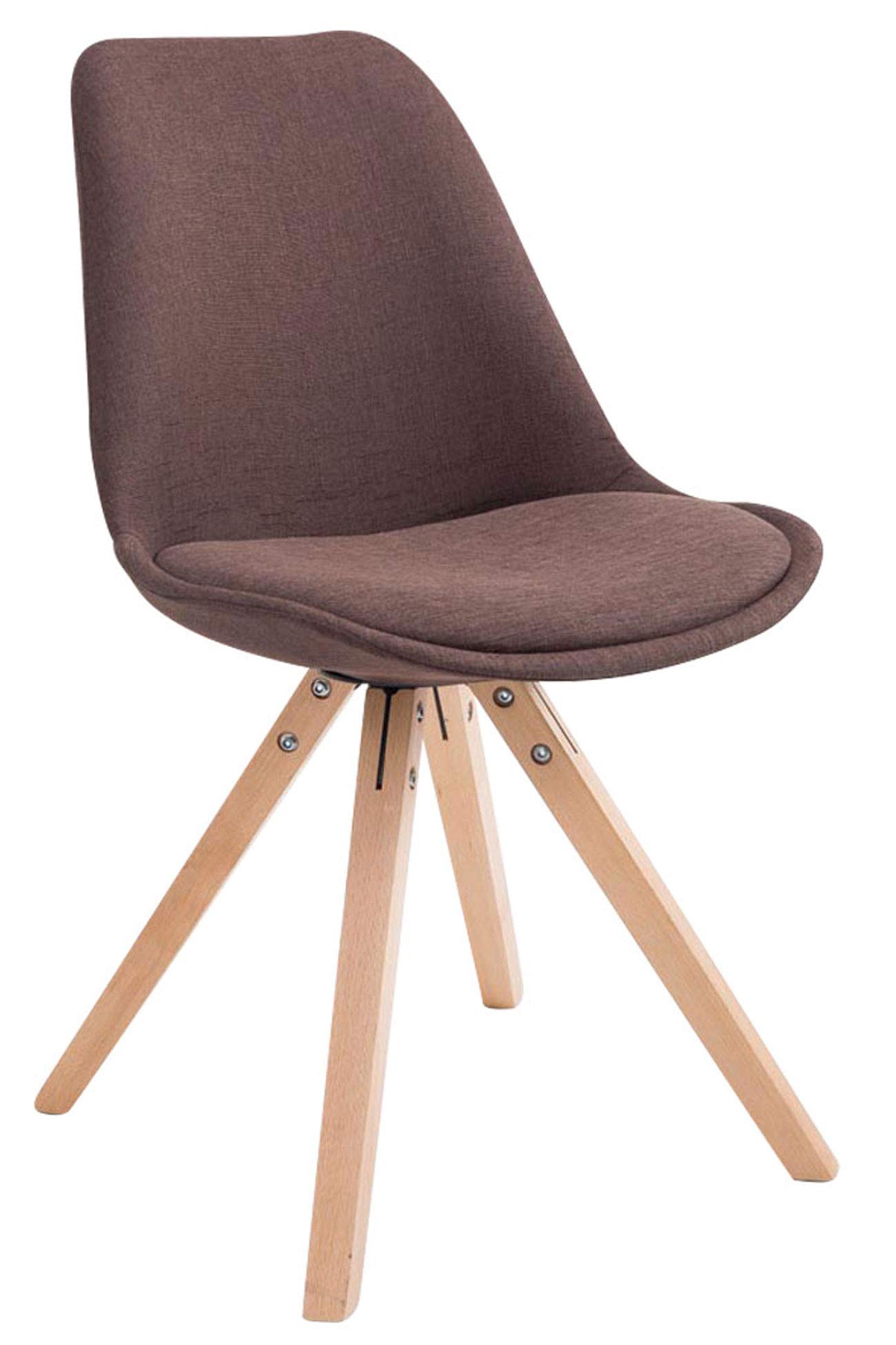 Chaise salle a manger Toulouse scandinave en tissu marron et piètement bois rond natura