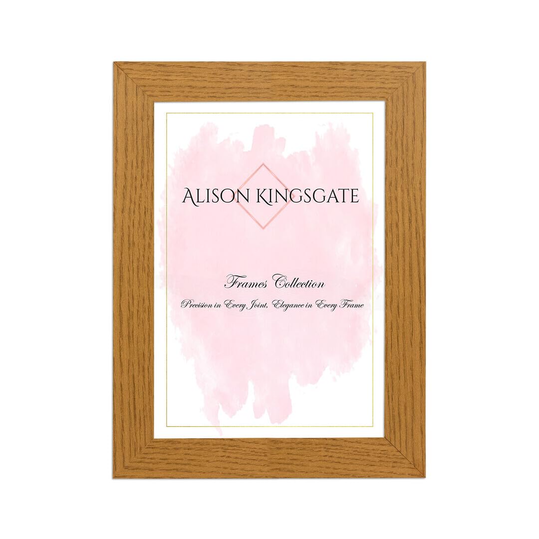 Alison Kingsgate Modern 12X8 Oak Picture Frames- Engineered Wood Photo Frame with Shatterproof Perspex Front- Ideal for Posters, Certificates & Artwork- Wall Mount or Tabletop Display