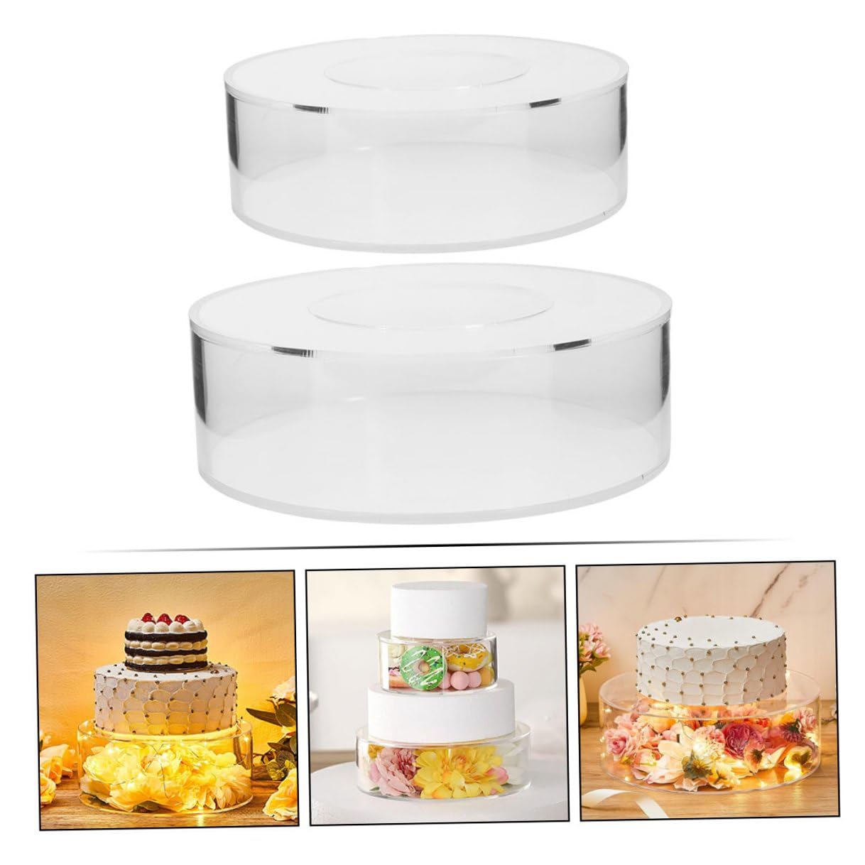 Didiseaon Alzata per Torte Tonda in Acrilico 2 Pezzi, Design Riempibile | Feste e Ristoranti, per Palloncini e Snack, Lavorazione Curata, Atmosfera Raffinata