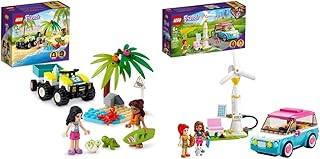 LEGO Friends Turtle Protection Vehicle 41697 Rescue Building Kit & Friends Olivia's Electric Car 41443 Building Kit; Creative Gift for Kids; New Toy Inspires Modern Living Play, New 2021 (183 Pieces)
